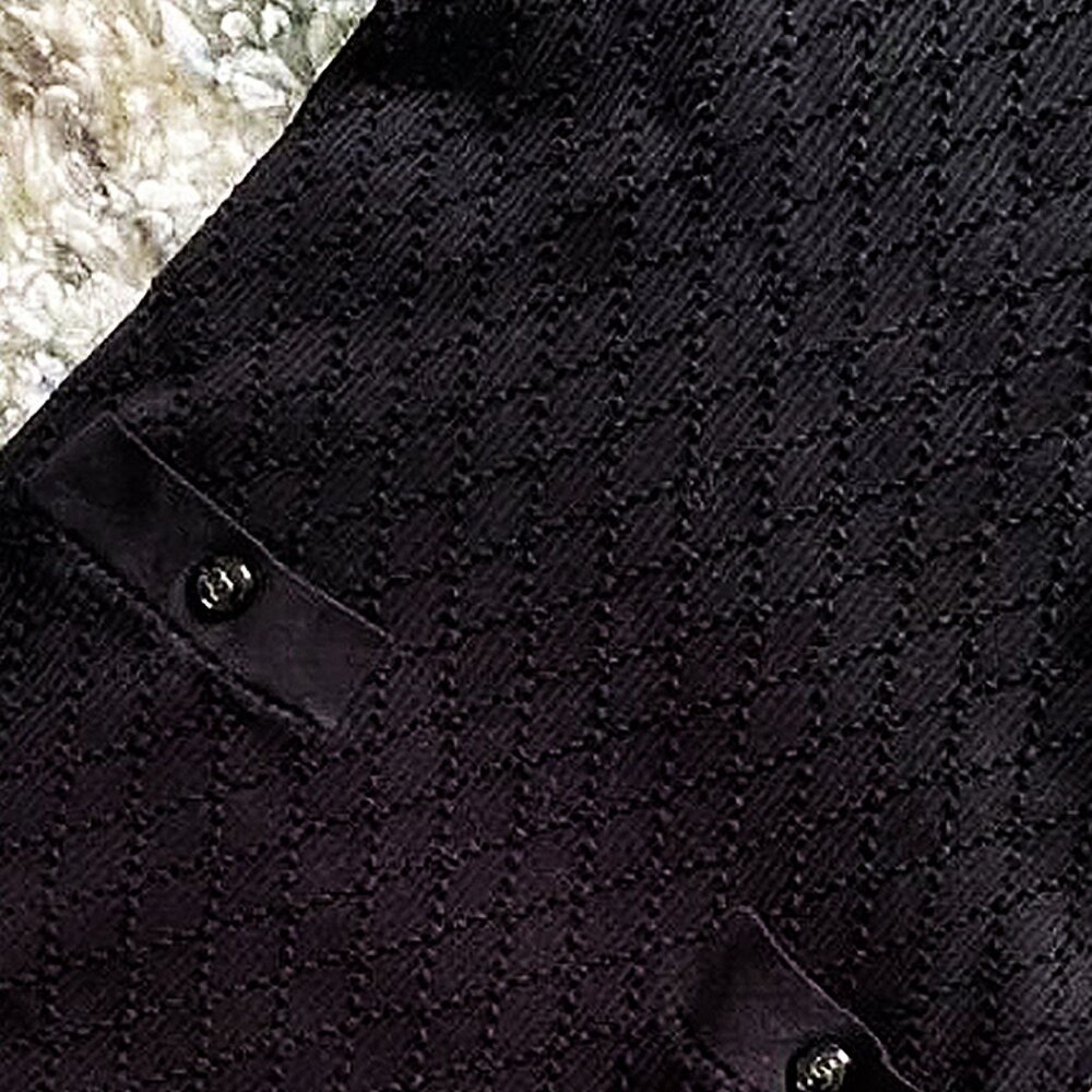 Classic Chanel Solid Black Ribbed Stretch Dress - image 3